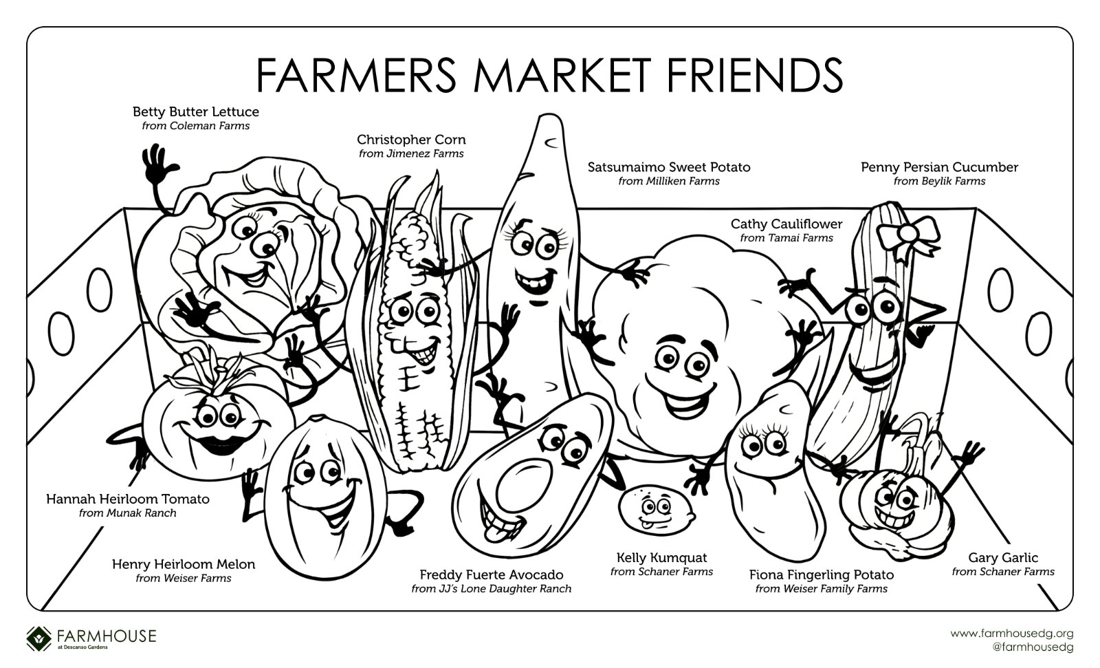 Farmhouse at Descanso Gardens — Kids’ placemat — colouring side